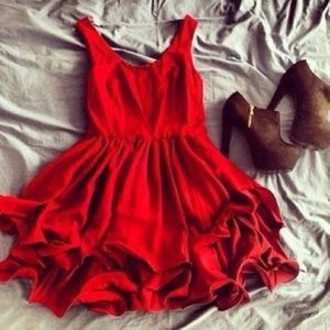 Showpo Red Dress with Ruffles